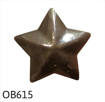 OB615 - Old Brass 5 Point Star Nail/Clavos Head - Head Size: 1/2" Nail Length: 1/2" -100 per box