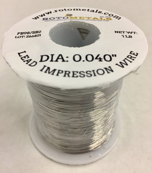 Lead Impression Wire-0.040" 99.9% - 1 Pound Spool (1.01 mm)  Clearance Checking