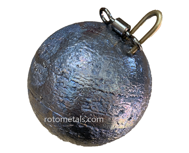 30 pound (480 oz) Salmon Lead  Cannonball Sinker with Swivel 5" Diameter 