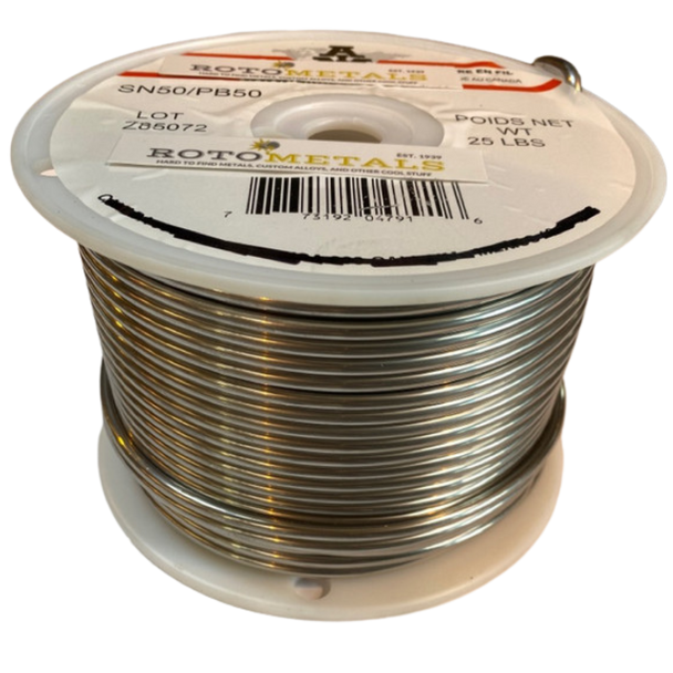  50/50 Tin / Lead  1/8"Diam Solid Wire Solder 25 Pound Spool