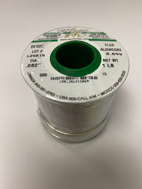 Sn100C Solid Wire Solder .125 5# Spools