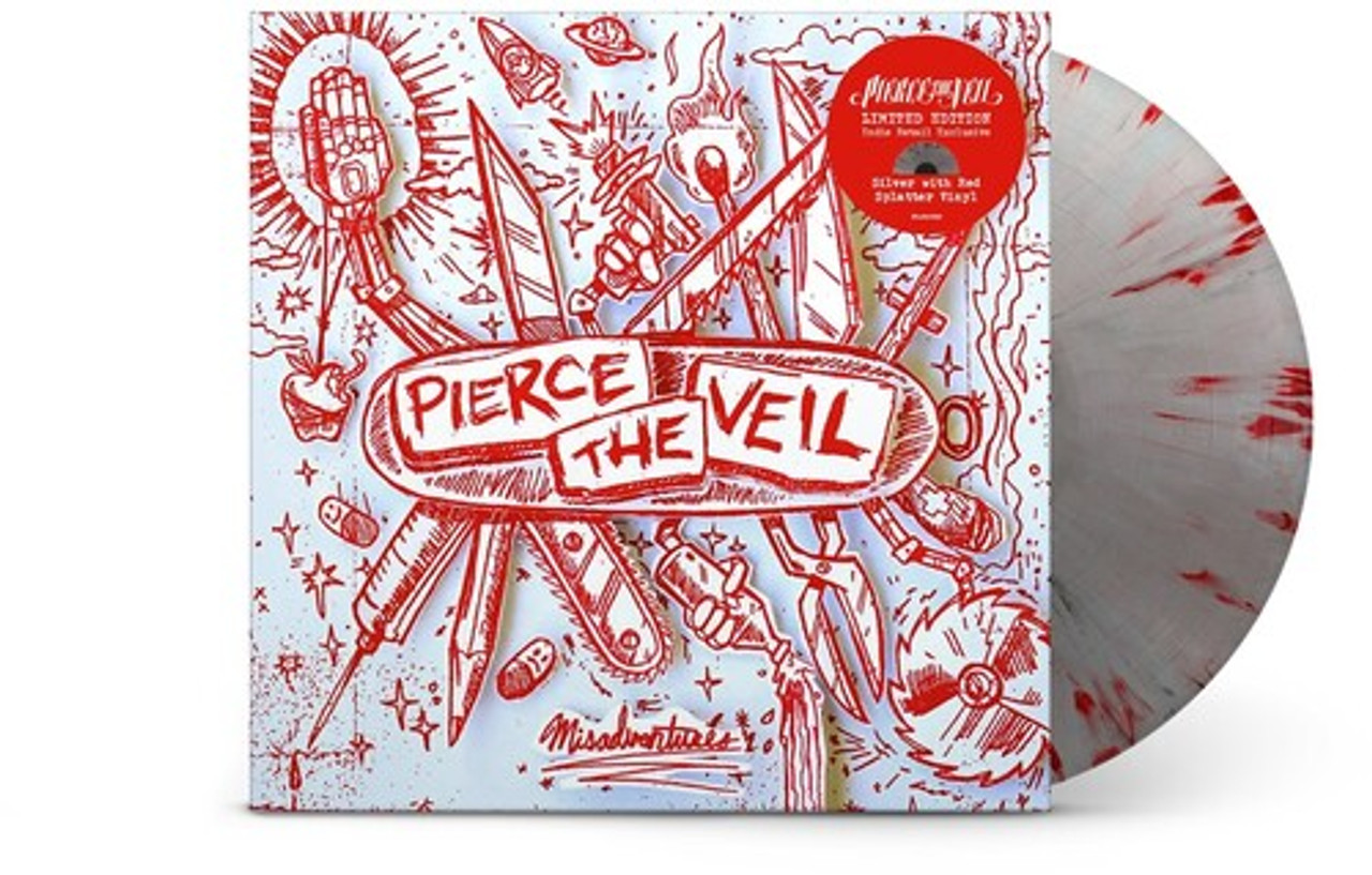 Pierce The Veil Misadventures Vinyl Lp Album Limited Edition Silver With Red Splatter 