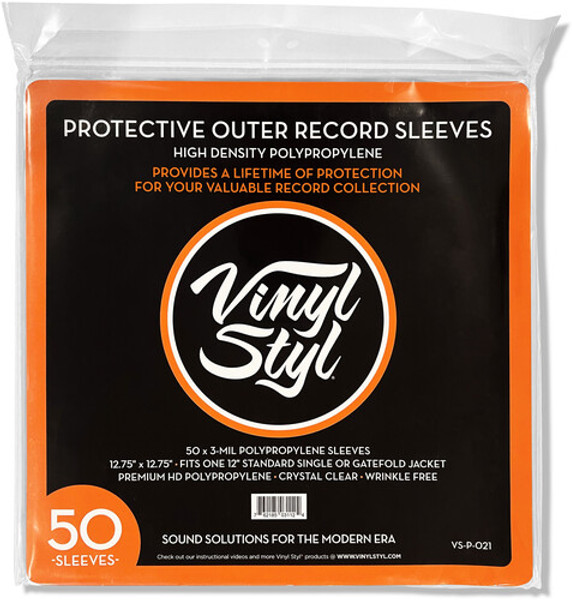 Accessories -  Vinyl Styl 50 Easy Open Outer Record Sleeves 12" (Crystal Clear)