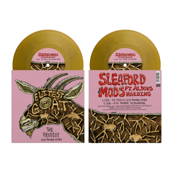 Sleaford Mods Feat. Aldous Harding – Elitest G.o.a.t.: the Prodigy Acid Thunder Mix (Vinyl, EP, 7" Single, Gold)