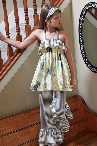 パンツ TYPESERVICE Mixed Pattern Ruffled Pants Olivia's Ruffle Butt Pants and Capris Sizes NB to 8 Kids and Dolls