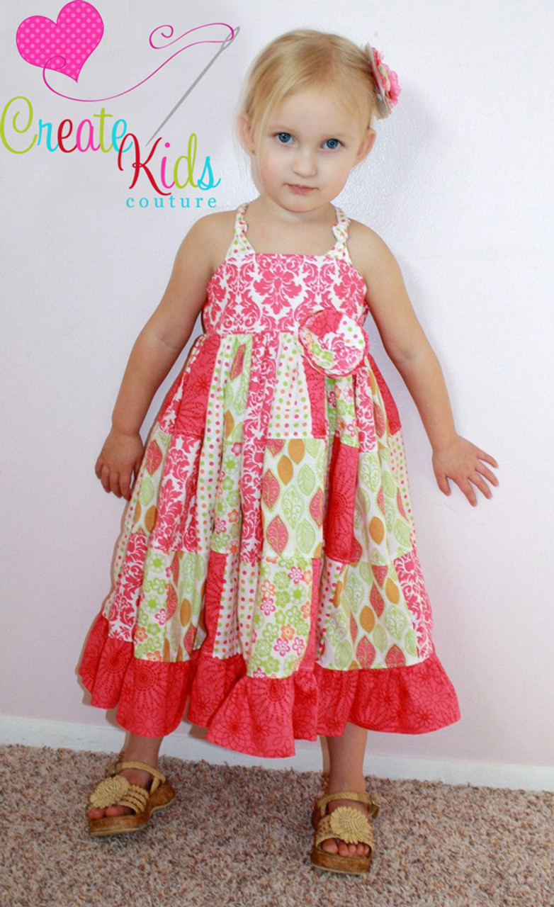 Penny's Patchwork Twirly Dress Sizes 6/12m to 8 Kids PDF Pattern