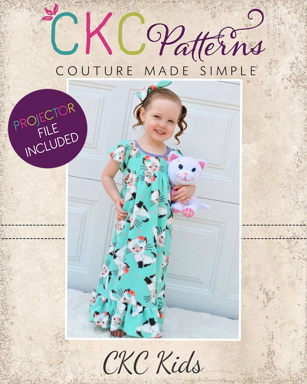 Aurora's Adorable Fleece Nightgown Sizes 2T to 14 Kids PDF Pattern aurora-s-adorable-fleece-nightgown-sizes-2t-to-14-kids-pdf-pattern