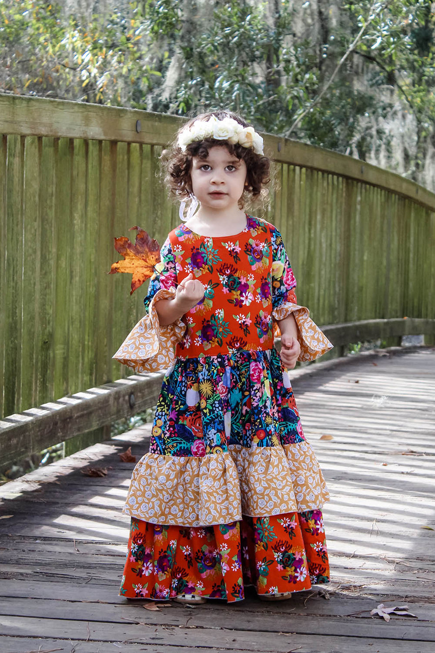 Floral Bohemian Attire Kids Apolina Kids Mya Dress In String 3-5