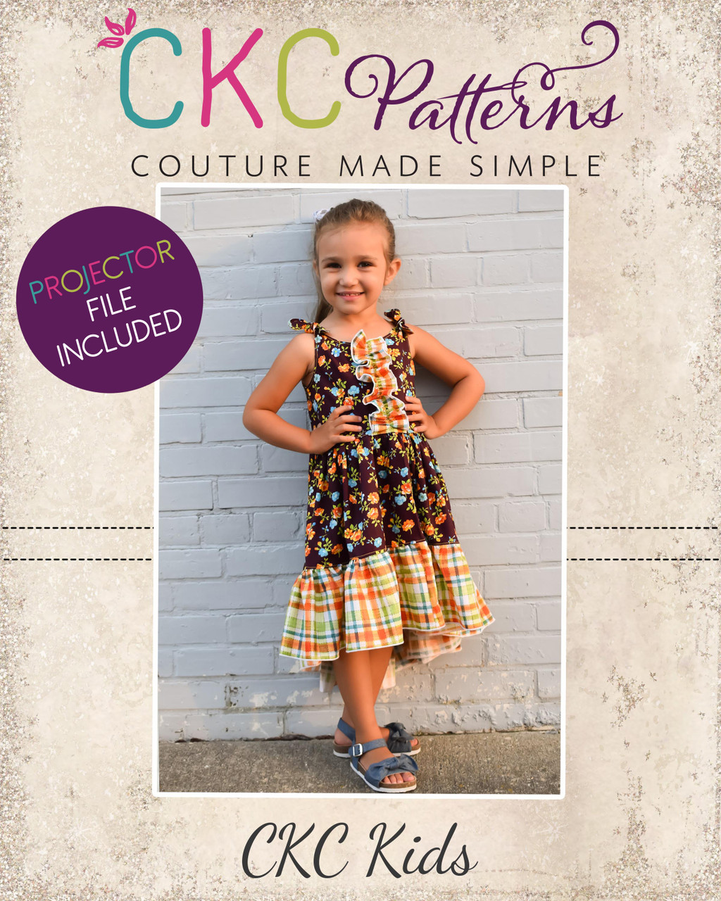 Louisa's Tie Shoulder High-Low Dress Sizes 2T to 14 Kids PDF Pattern