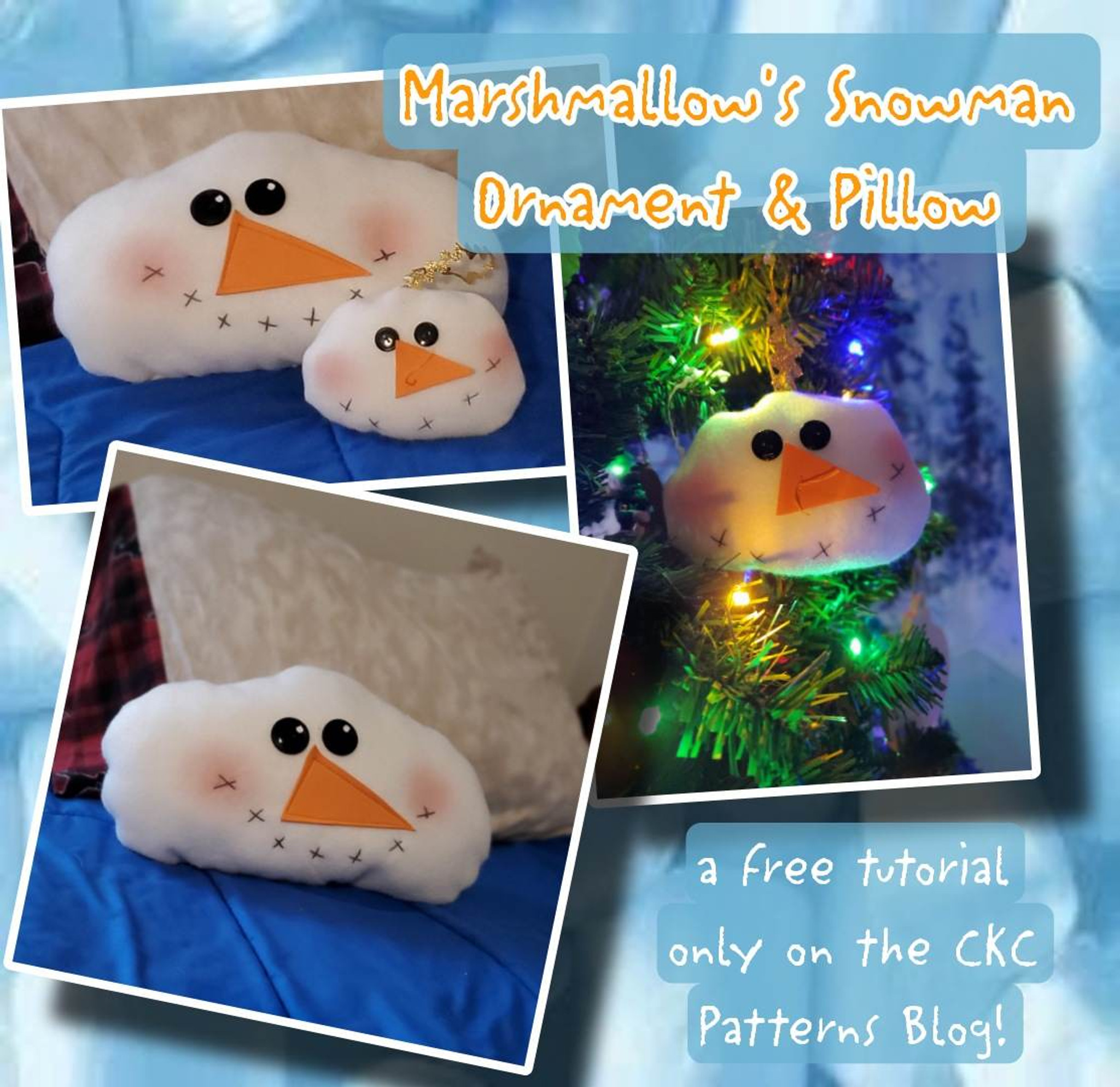 12 Days of Christmas 2022:  Marshmallow's Snowman Ornament and Pillow