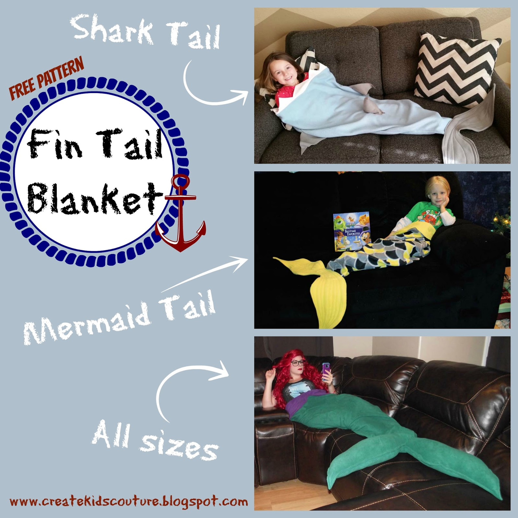 Shark or Mermaid Tail Blanket