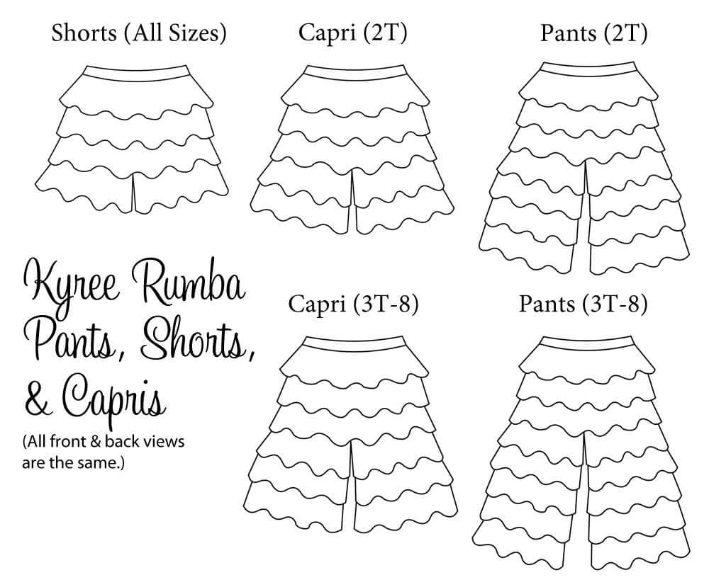 Xana's Dance Shorts Sizes 2T to 8 Kids PDF Pattern