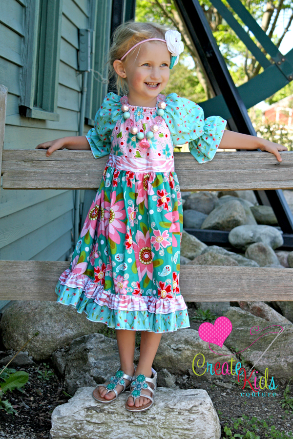 Demi's Ruffled Peasant Dress Sizes 6/12m to 8 Kids and Dolls PDF Pattern