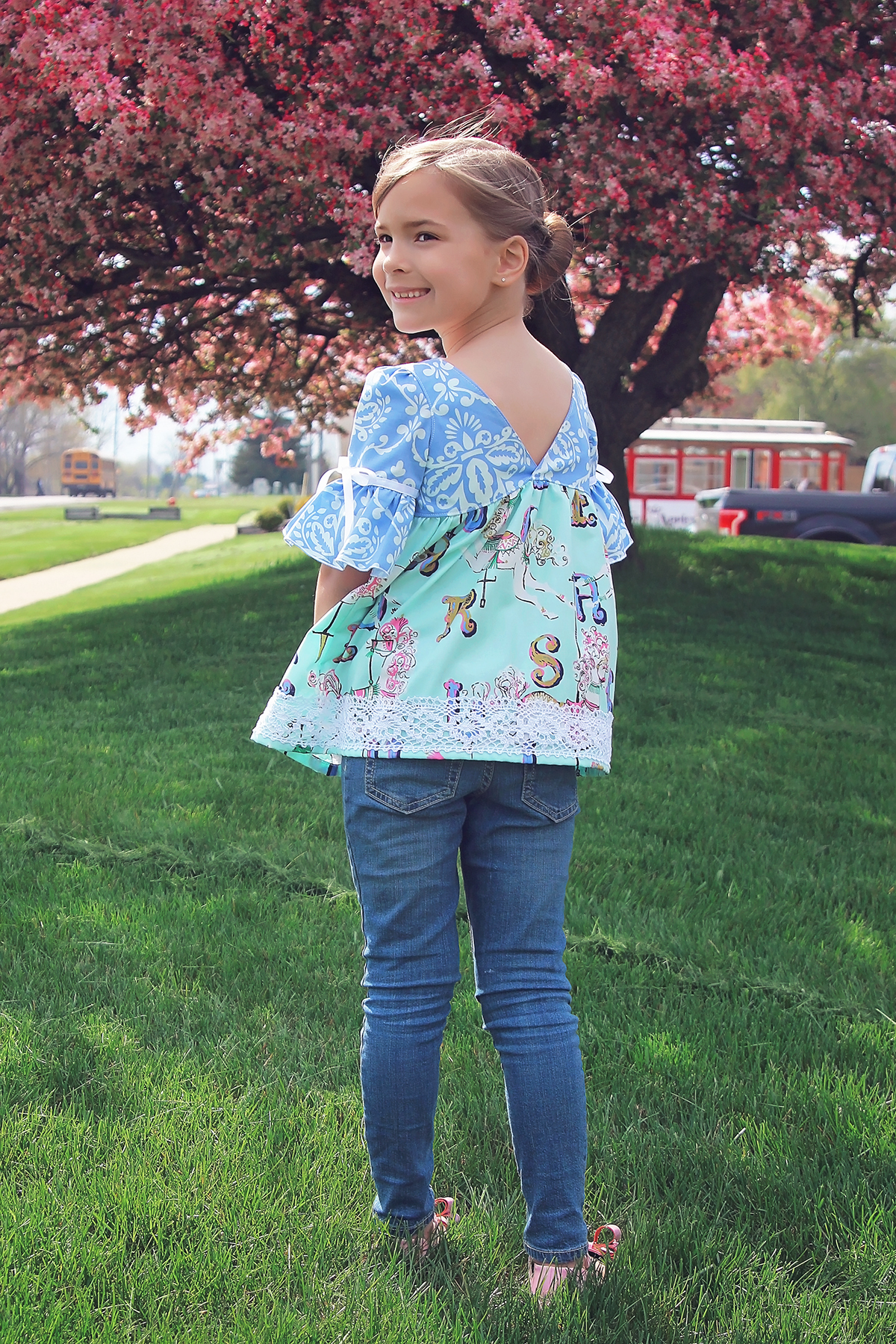 Kyra's V-Back Top and Dress Size 6/12m to 8 Kids and Dolls PDF Pattern