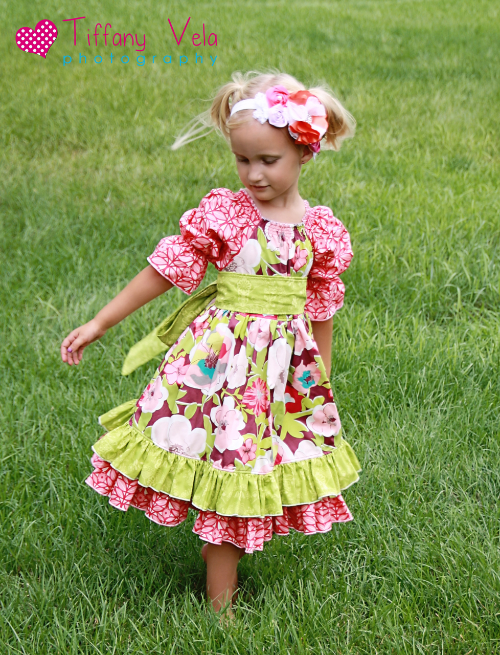 Elena's Twirly Peasant Dress Sizes 12/18m to 8 Kids and Dolls PDF Pattern