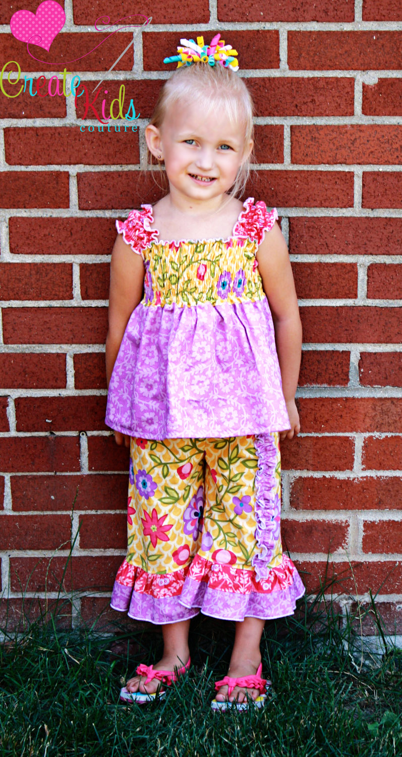 Gaby's Side Ruffle Capris and Pants Sizes 6/12m to 8 Kids PDF Pattern