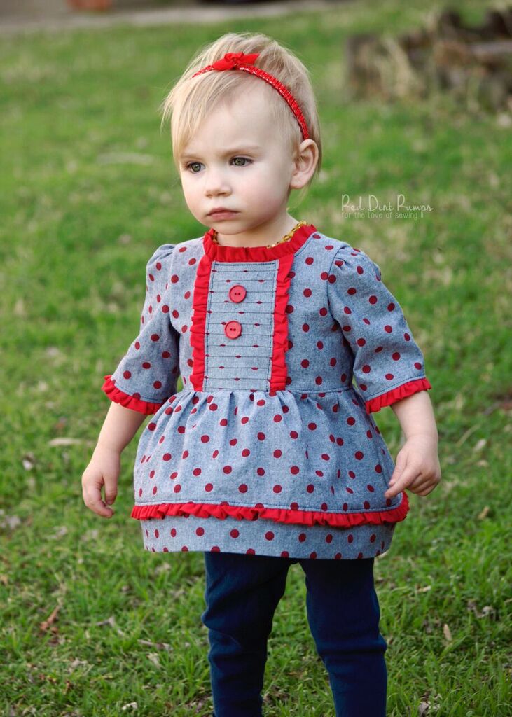 Berkley's Beautiful Pleated Top, & Dress Sizes NB to 14 Kids PDF Pattern