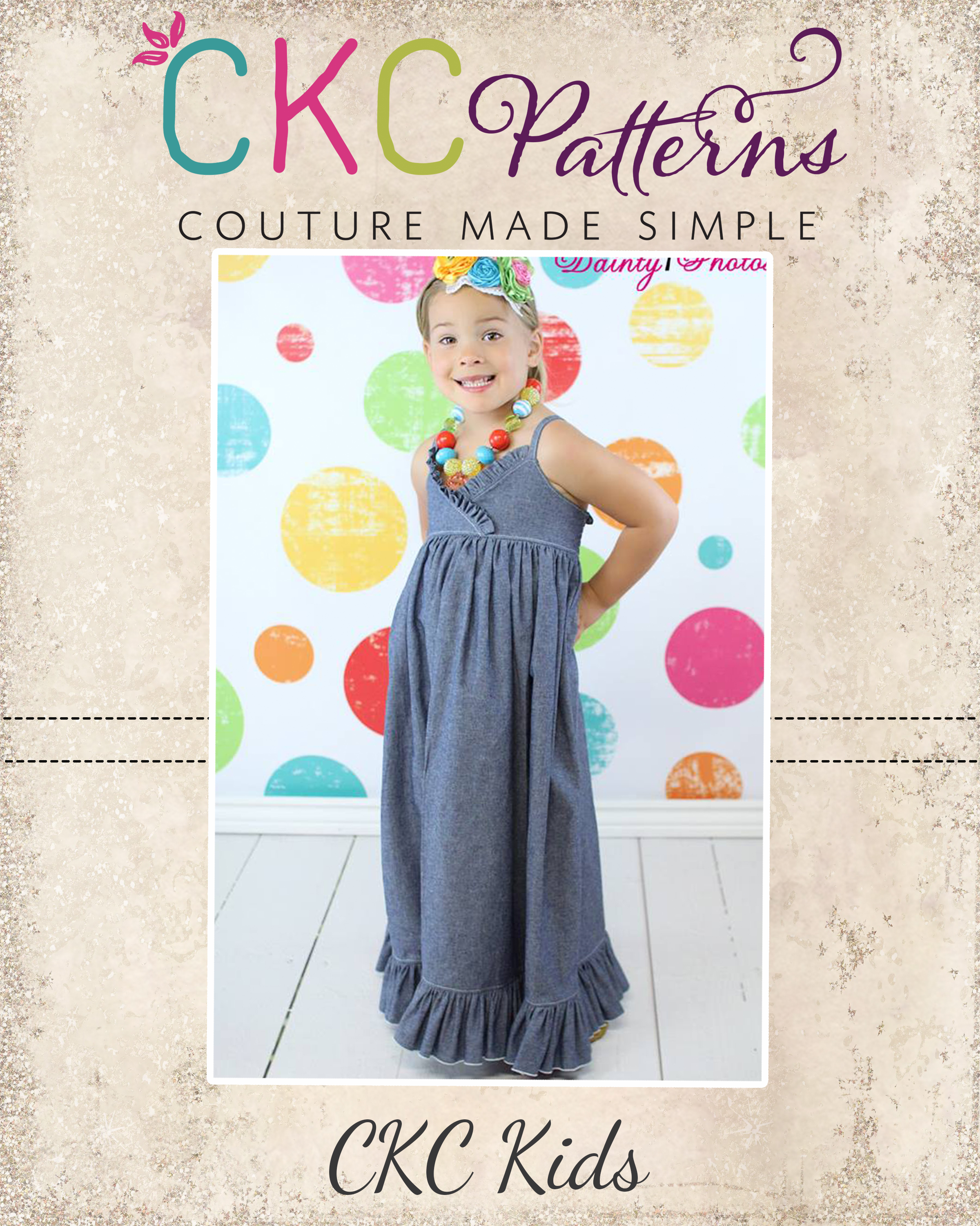 Ivy's Criss Cross Ruffle Top, Sundress, and Maxi Dress Sizes NB to 8 Kids and Dolls PDF Pattern