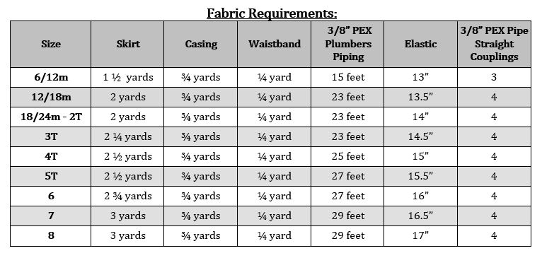 Henley’s Hoop Skirt Sizes 6/12m to 8 Kids PDF Pattern