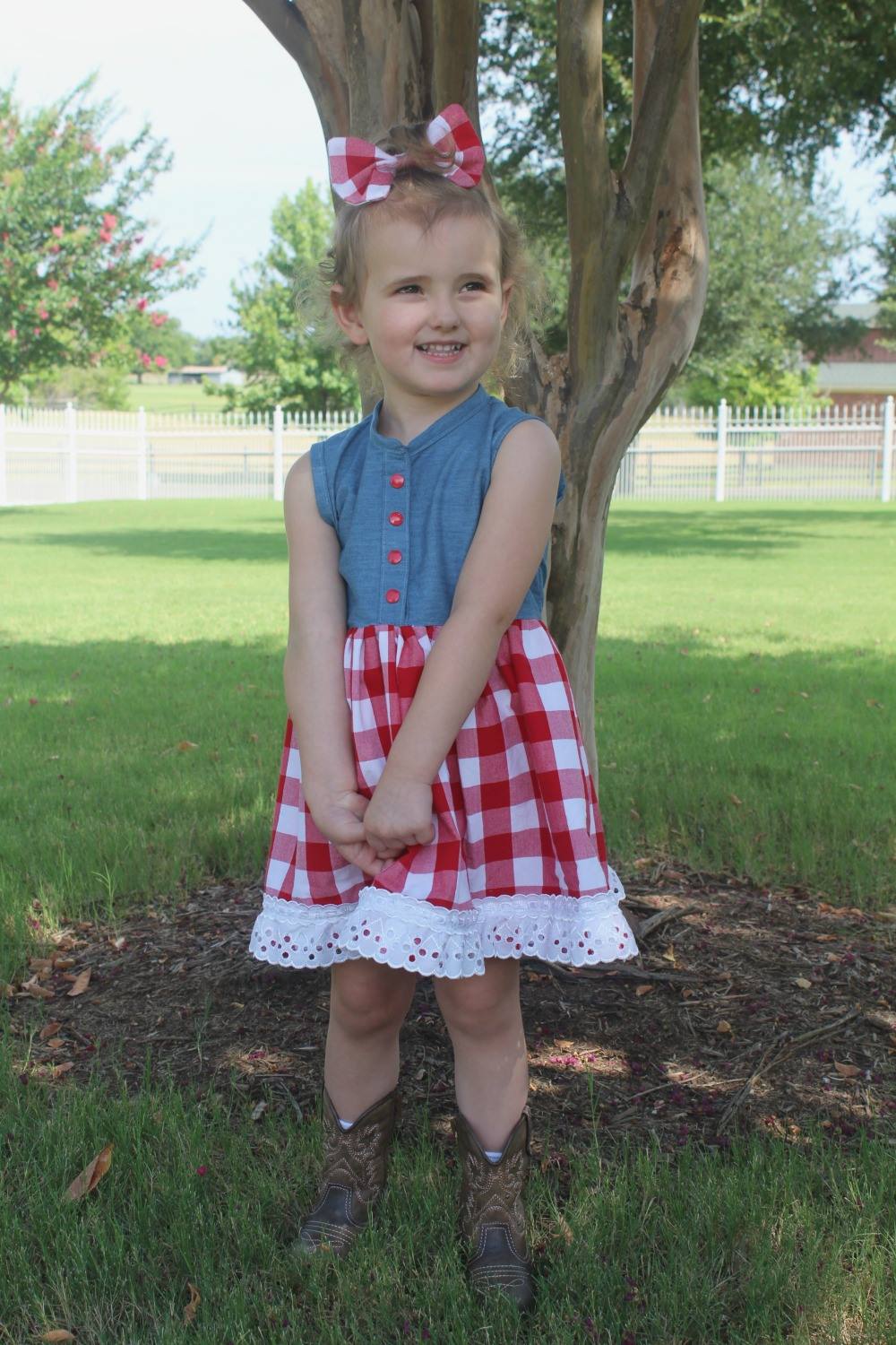 Mallory’s Button Up Top and Dress Sizes 2T to 14 Kids PDF Pattern