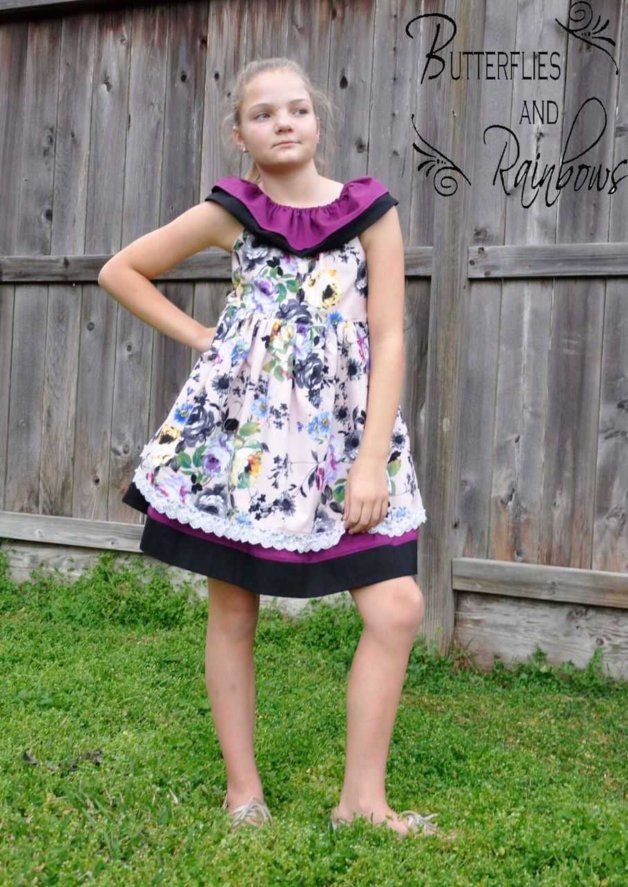 Rosabella's Ruffle Neck Dress Sizes NB to 14 Kids PDF Pattern