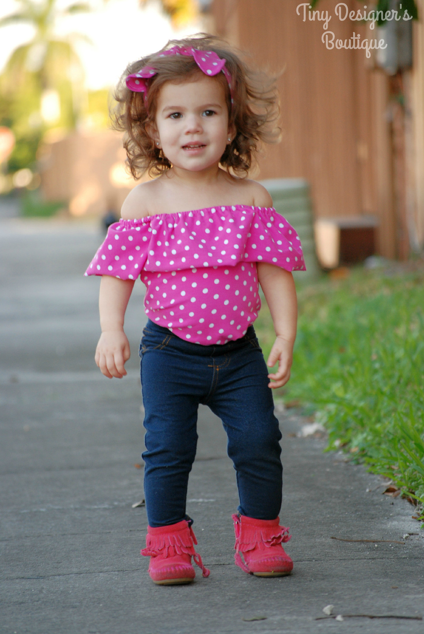 Girls Light Pink Flutter Sleeve Top, Baby Girls Off the Shoulder Top