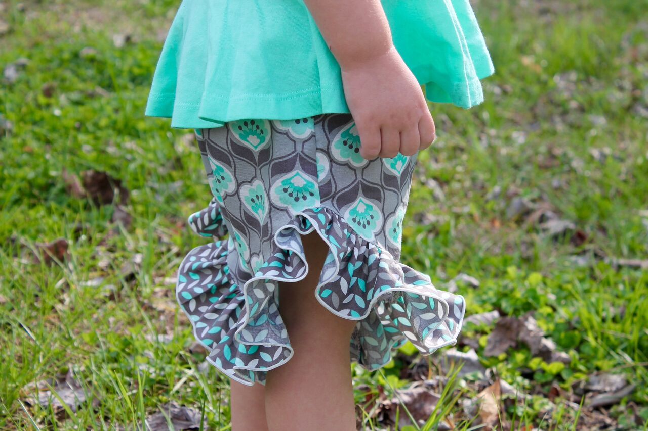 Raleigh’s Ruffled Hi-Low Pants and Capris Sizes NB to 14 Kids and Dolls PDF Pattern