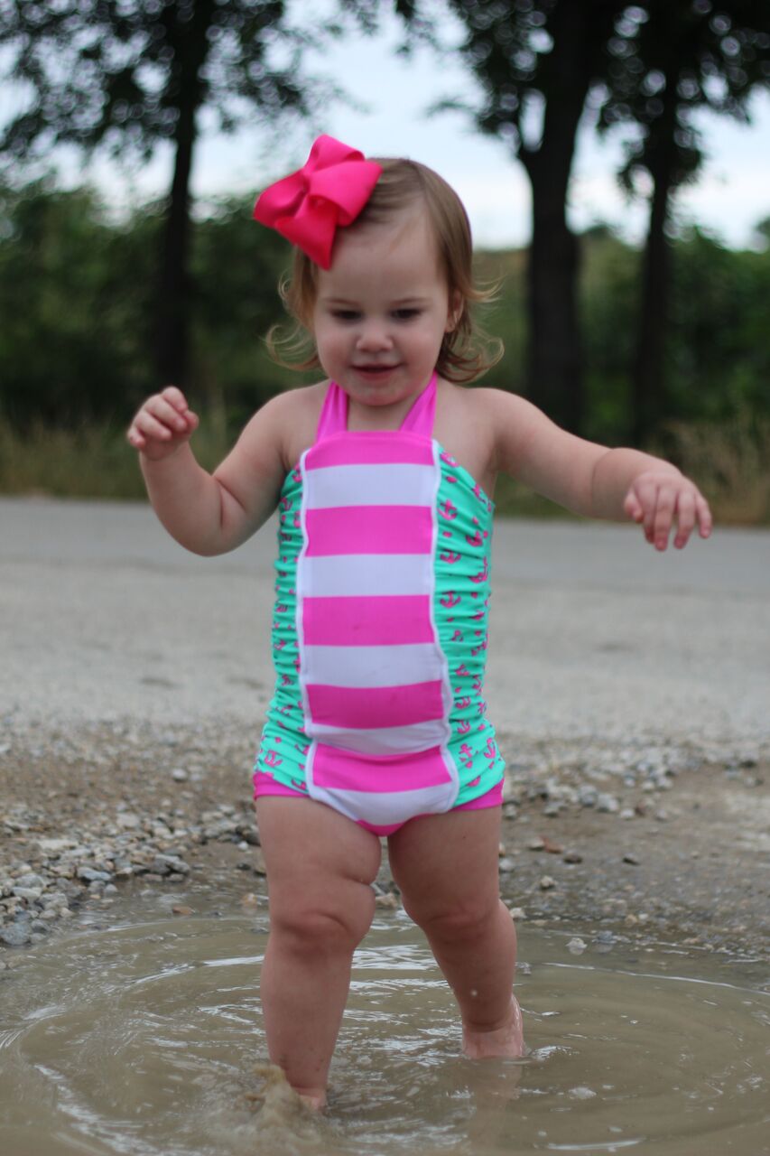 Sloane's Ruched Summer Swimsuit Sizes NB to 8 Kids and Dolls PDF Pattern