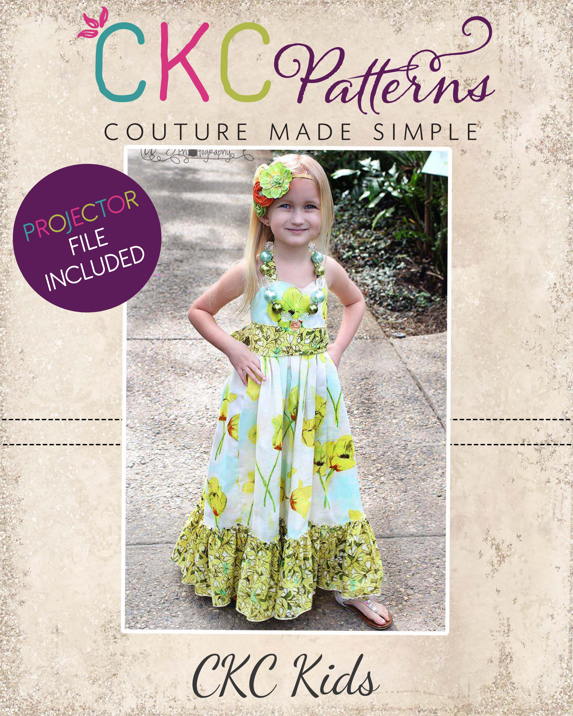 Peony's Sweetheart Maxi Dress Sizes 2T to 14 Kids and Dolls PDF Pattern