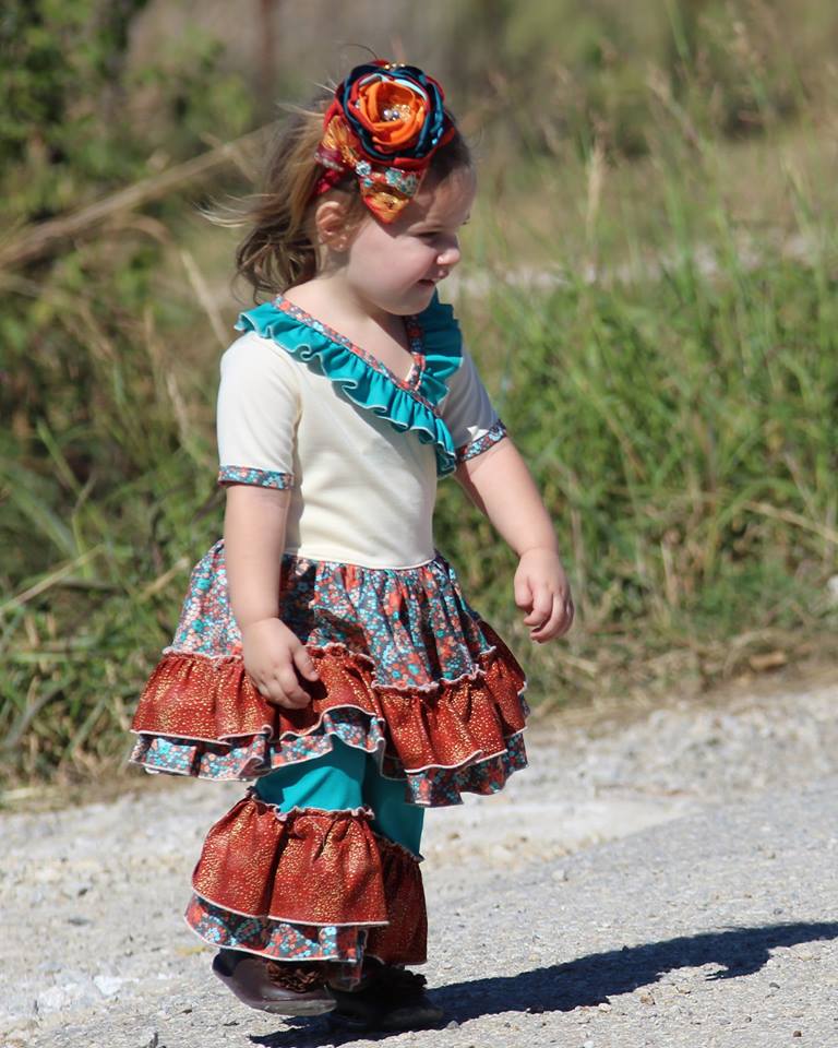 Adorabella’s Crossover Dress, Tunic, and Pants Set Sizes 2T to 14 Kids and Dolls PDF Pattern