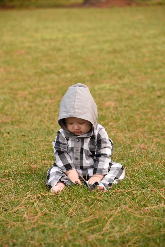 Lincoln’s Hooded Woven Romper Sizes NB to 18/24m Babies PDF Pattern