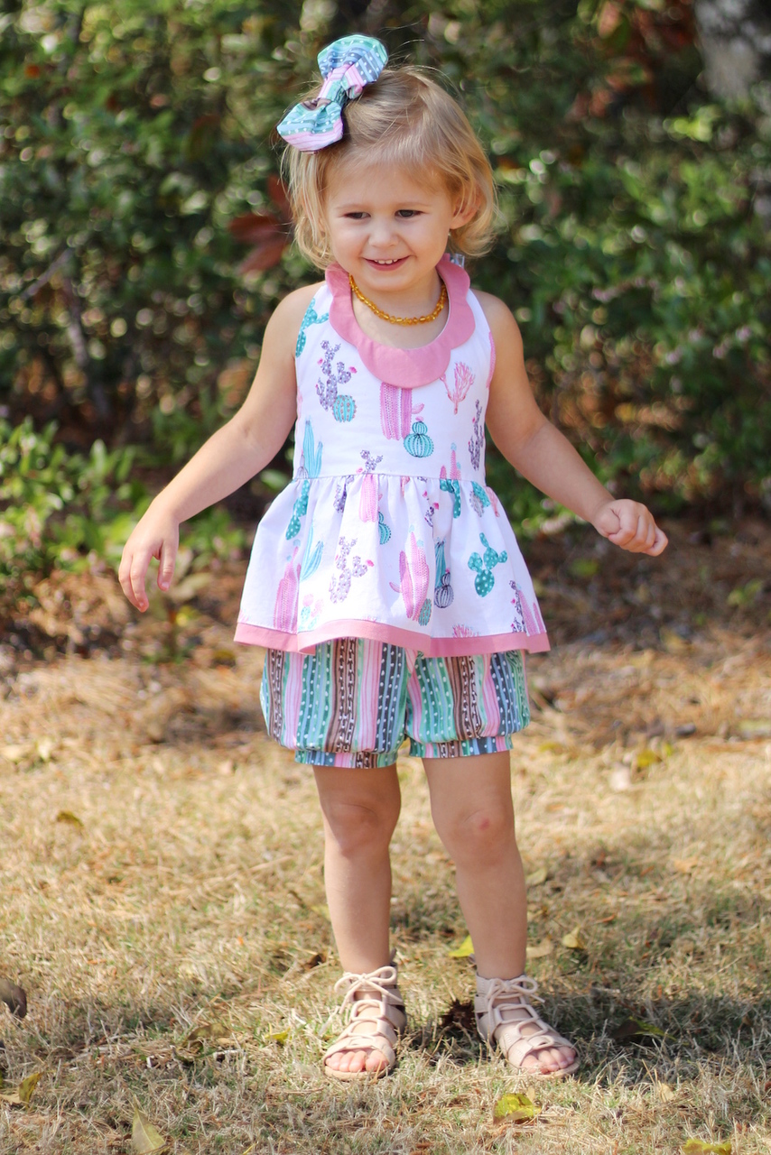 Daisy’s Petal Collar Dress, Top & Romper Sizes NB to 14 Kids and Doll PDF Pattern