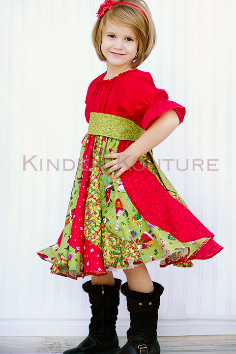 Violette's Swirly Peasant Dress Sizes NB to 8 Kids and Doll PDF Pattern