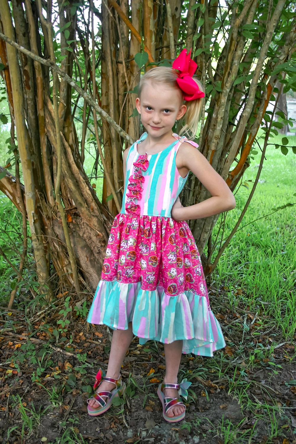 Louisa's Tie Shoulder High-Low Dress Sizes 2T to 14 Kids PDF Pattern