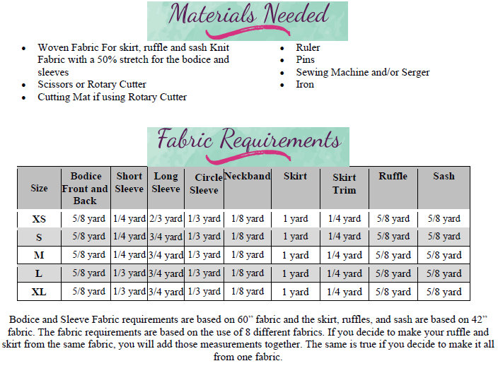 Cosette's Knit and Woven Dress Sizes XS to XL Adults PDF Pattern