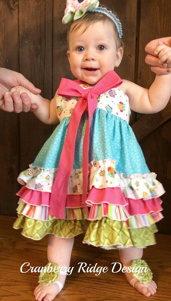 Keeley's Ruffled Bow Dress Sizes 6/12m to 8 Kids and Dolls PDF Pattern
