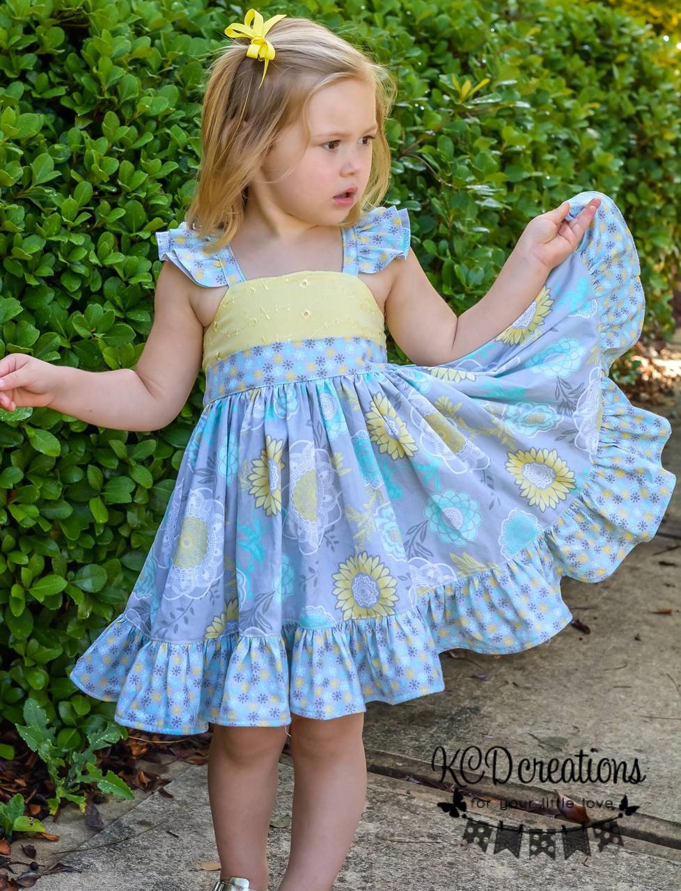 Dahlia's Double Flutter Pocket Top, Dress & Maxi Sizes NB to 15/16 Kids and Dolls PDF Pattern