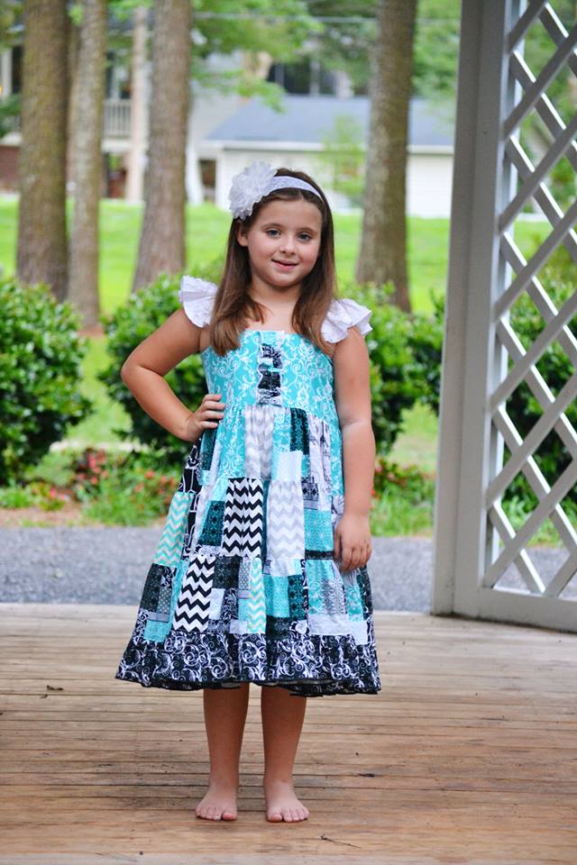 Skyler's Patchwork & Simple Skirt Twirl Dress Sizes 6/12m to 8 Kids PDF Pattern