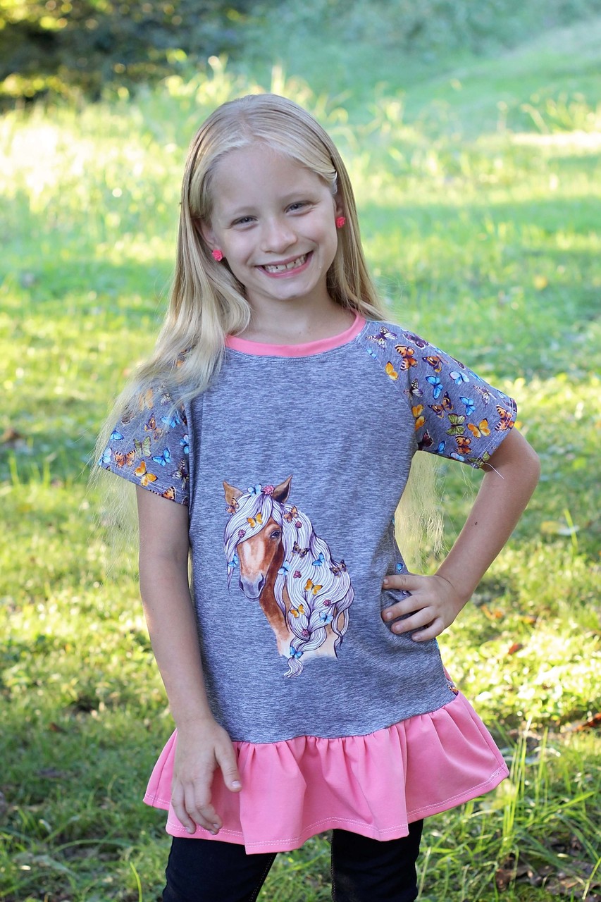 Heather's Ruffled Raglan T-Shirt Sizes 6/12m to 15/16 Kids PDF Pattern