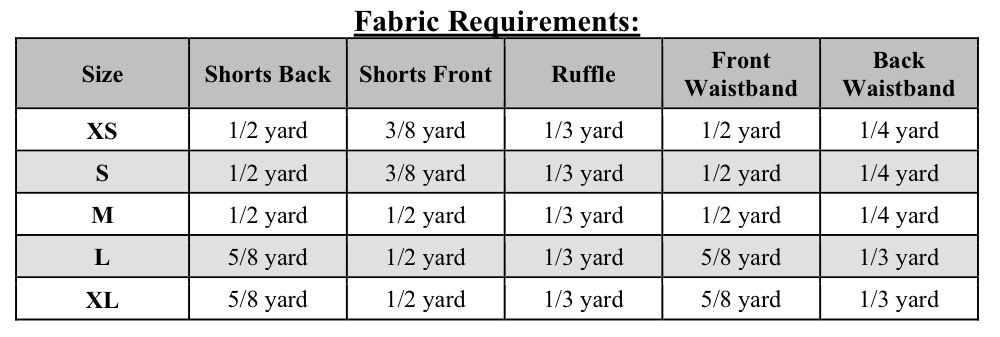 Kristine's Ruffled Shorts Sizes XS to XL Adults PDF Pattern