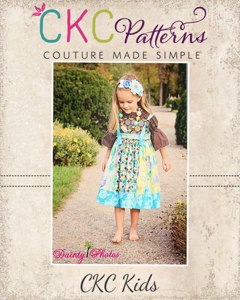 Yvette's Stripwork Knot Dress Sizes 6/12m to 8 Kids and Dolls PDF Pattern