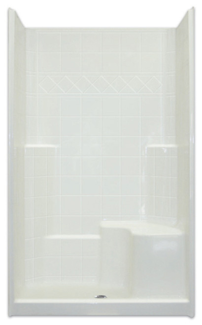 Aquarius AcrylX™ Alcove Three-Piece Shower 48" x 37" Center Drain MP 3648 SH 3P 1S 4.0