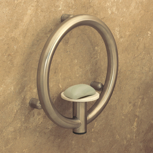 Invisia Soap Dish Brushed Stainless Integrated support rail with a 500lb. capacity INV-SD-BS