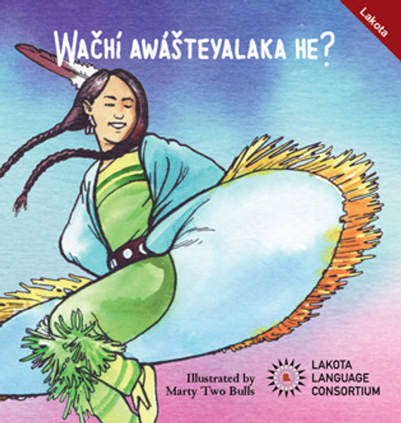 Wačhí Awášteyalaka he? is a monolingual picture book designed for early elementary and preschool children. It asks various questions about dancing and features beautiful illustrations by Marty Two Bulls.

 