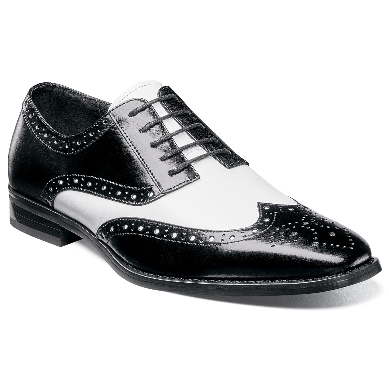 black and white wingtip oxfords