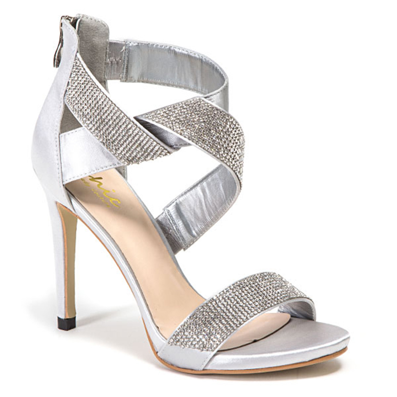 silver rhinestone heels