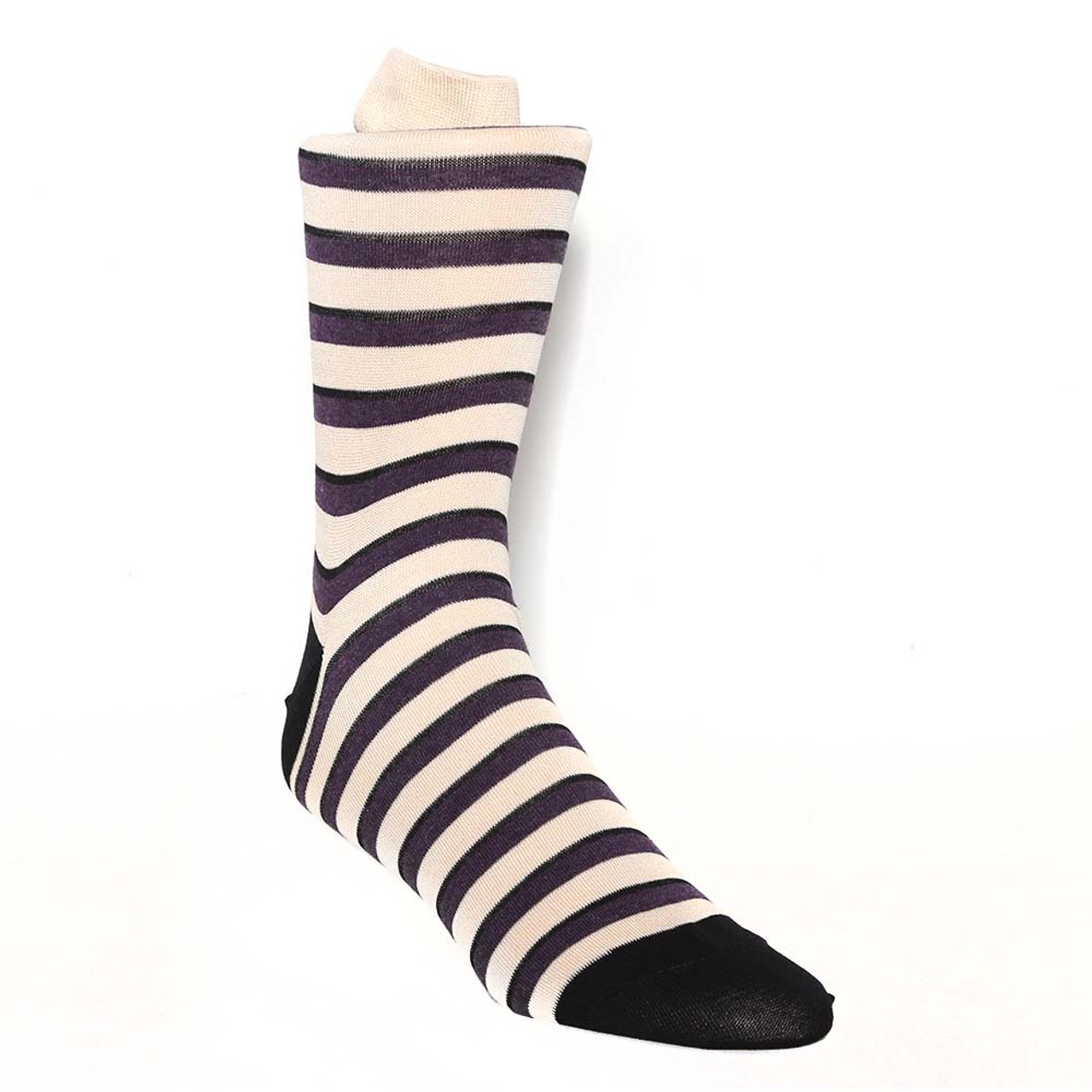 Tallia Beige Plum Stripes Men's Socks