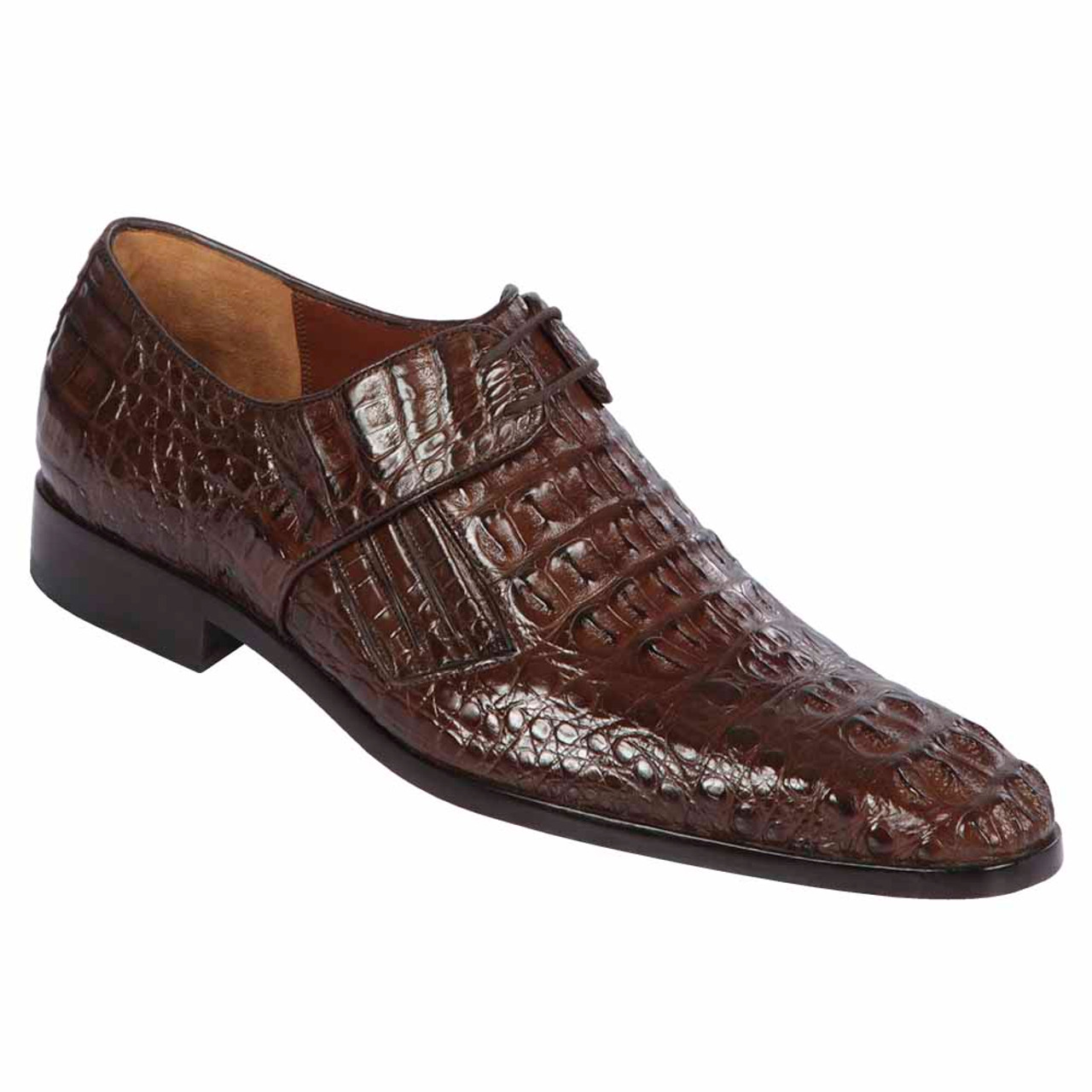 Chaussures à lacets pour hommes en véritable crocodile marron Lombardy