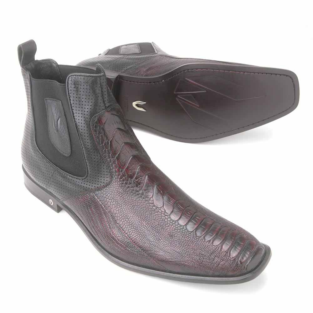 Vestigium Black Genuine Ostrich Leg Men's Chelsea Boots