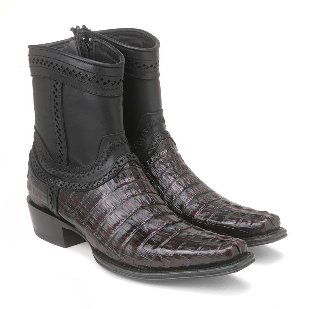 black cherry square toe boots